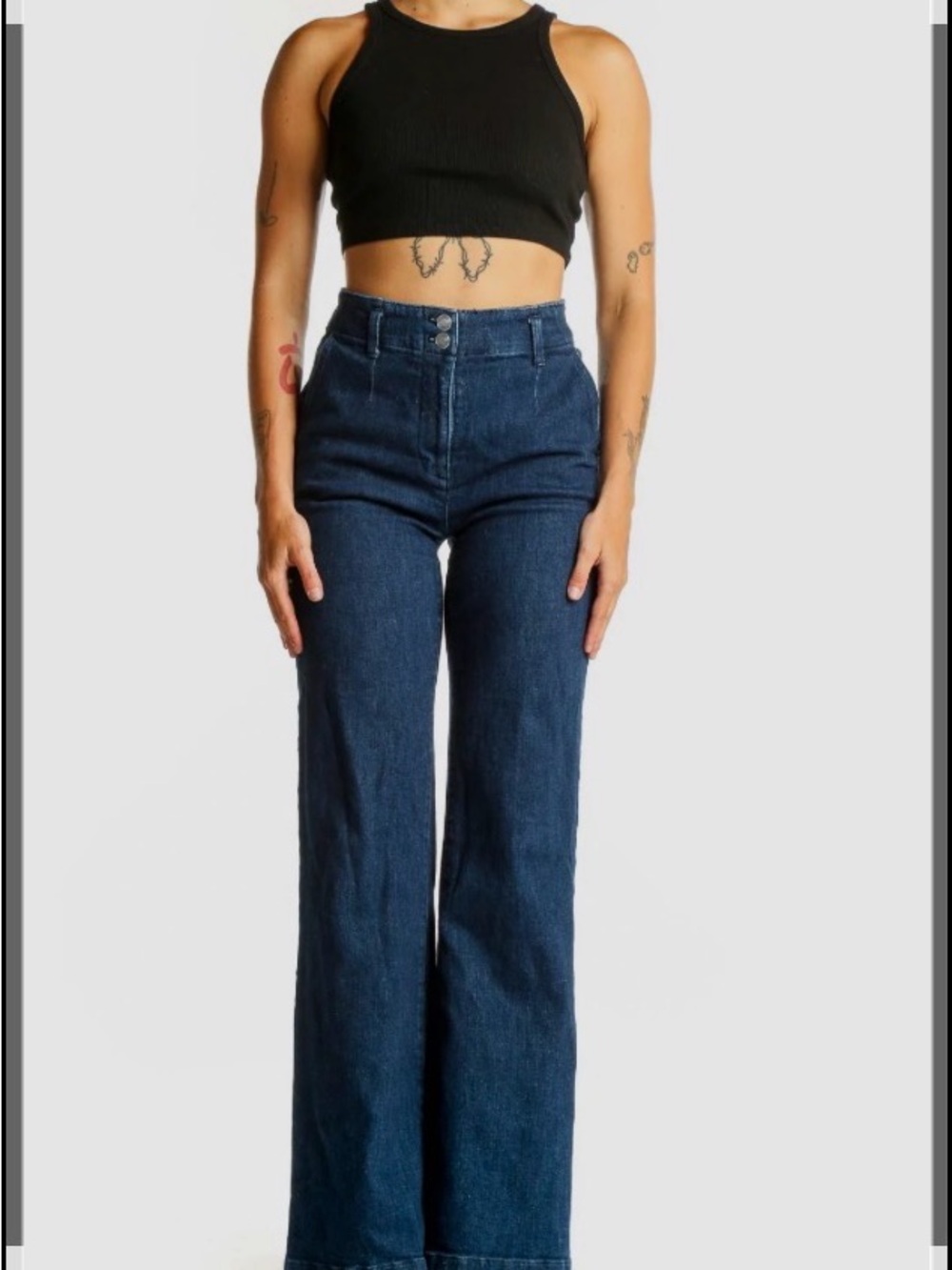 Anthropologie Dark Blue High-Rise Wide-Leg Jeans